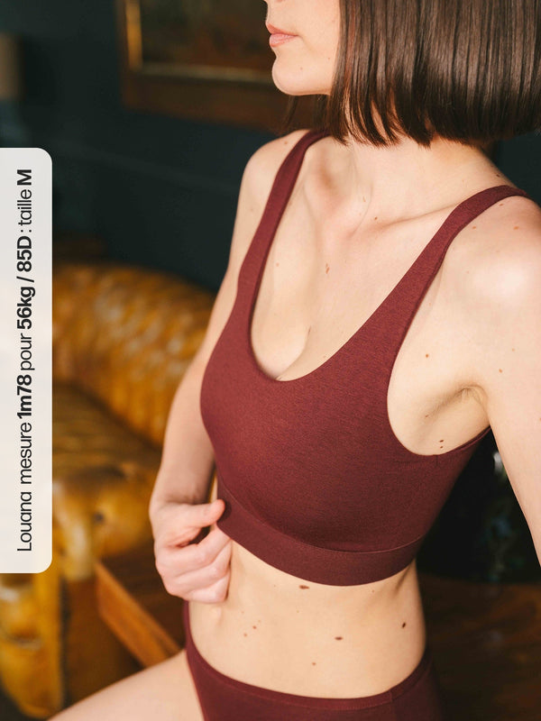 Pétrone brassière croisée bordeaux femme