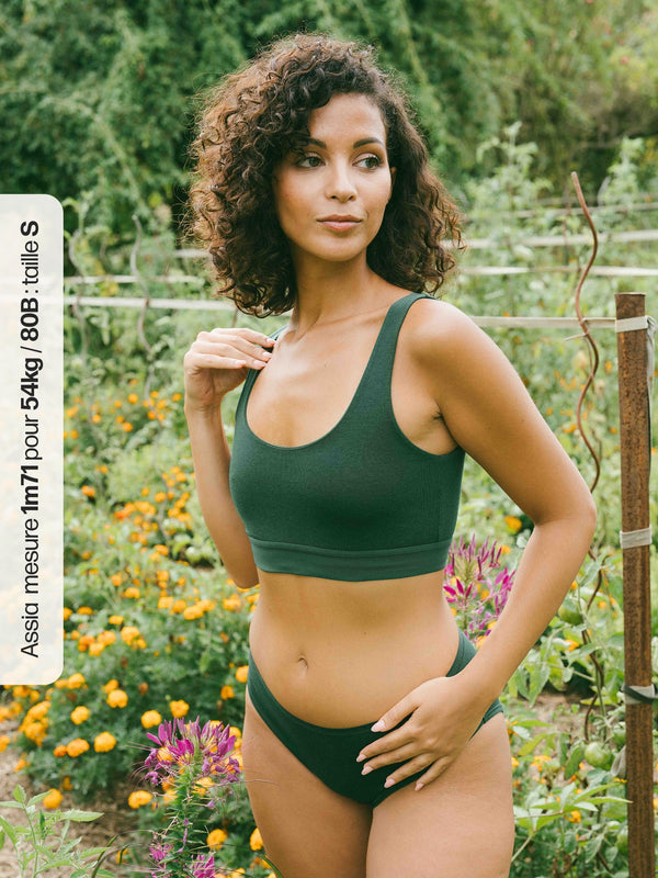 Pétrone brassière croisée vert bouteille femme