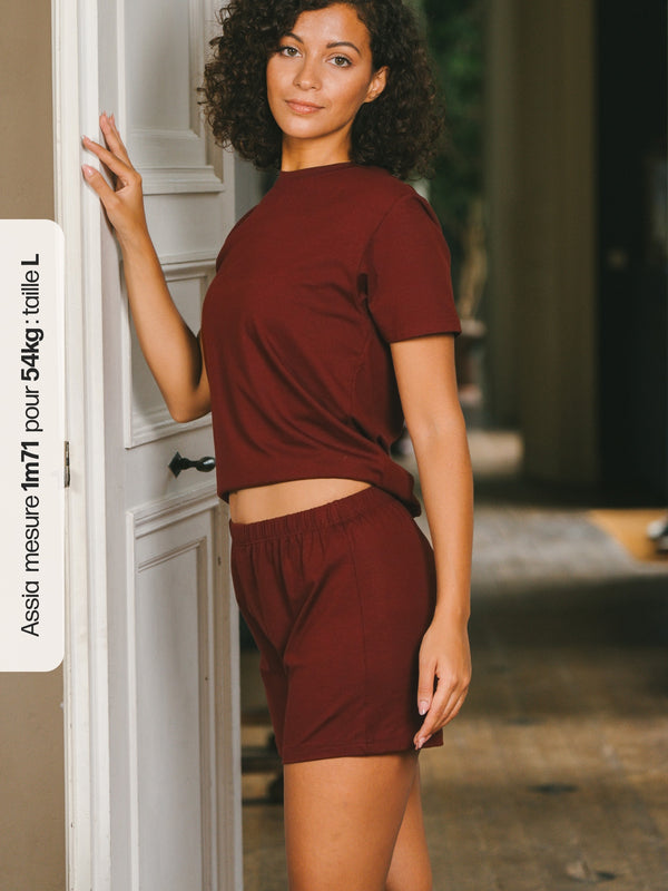 Pétrone caleçon coton pima micromodal bordeaux foncé femme