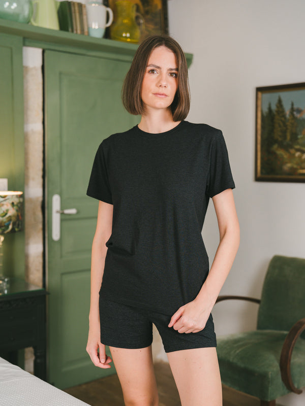 Pétrone T-shirt manches courtes coton pima micromodal gris anthracite femme