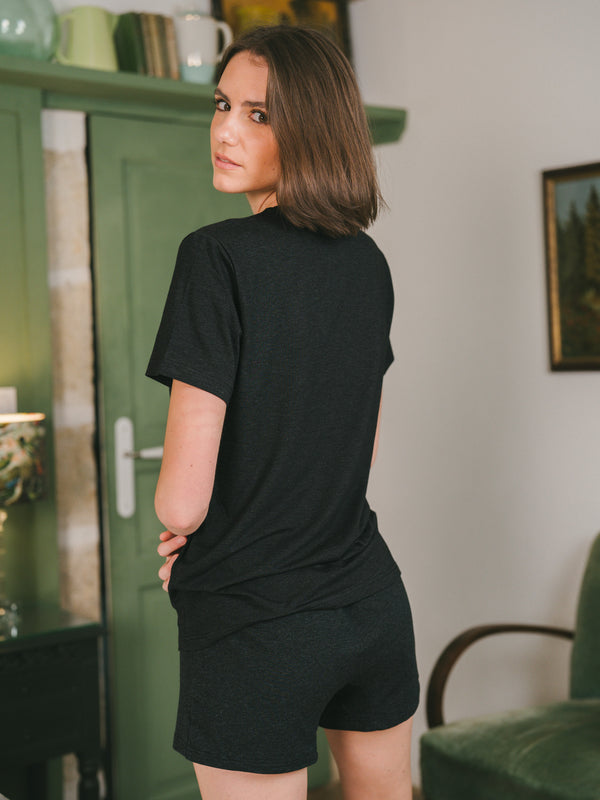 Pétrone T-shirt manches courtes coton pima micromodal gris anthracite femme