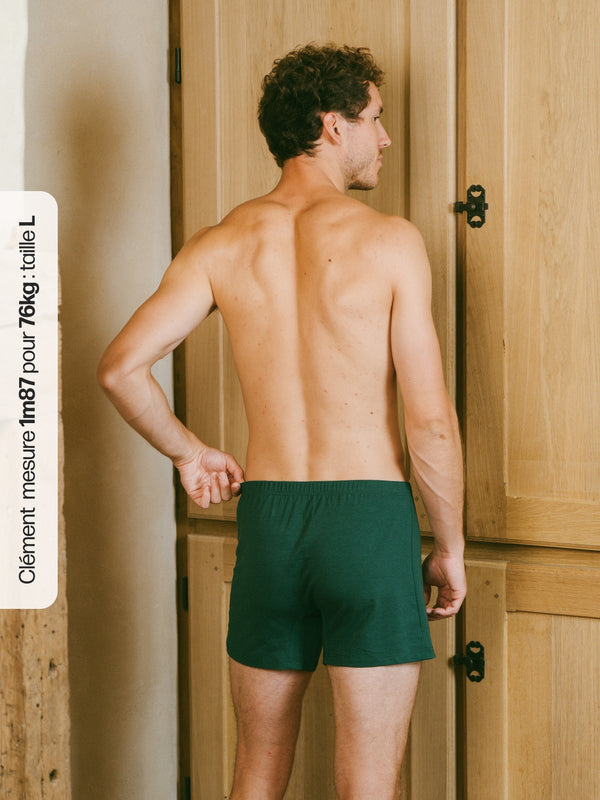 Pétrone caleçon coton tencel lyocell vert bouteille homme