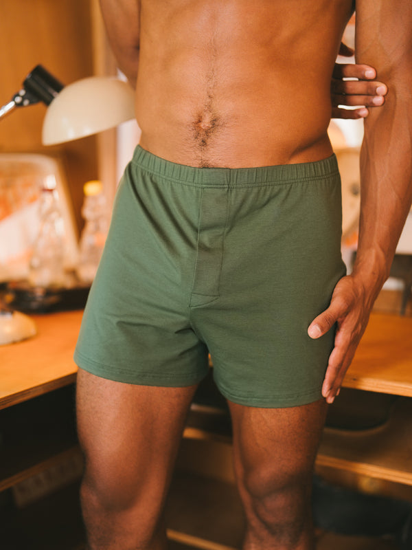 Pétrone caleçon coton pima micromodal vert kaki homme
