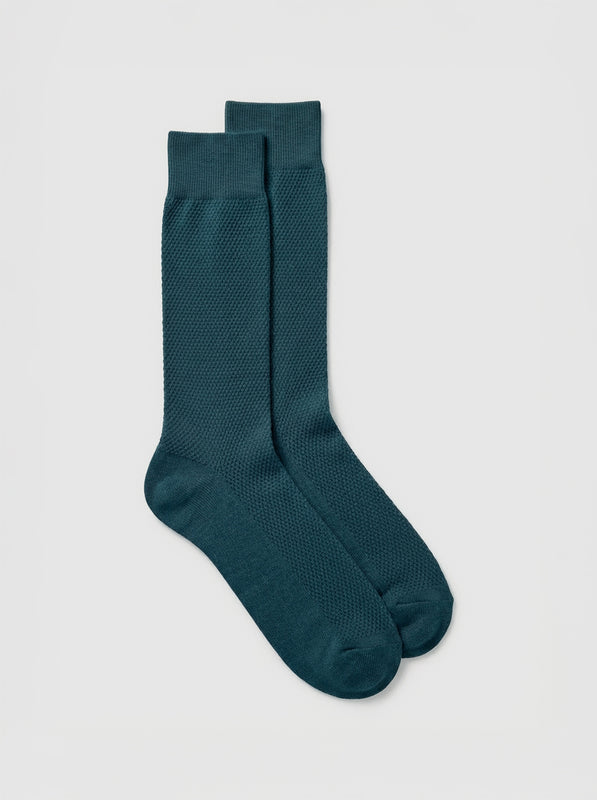 Pétrone chaussettes nid d'abeille fil d'Ecosse bleu acier homme