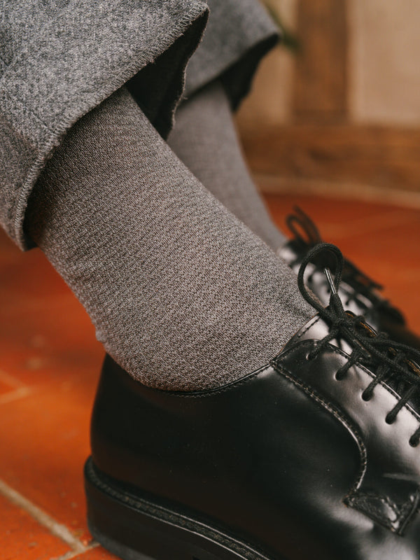Pétrone chaussettes nid d'abeille fil d'Ecosse gris homme