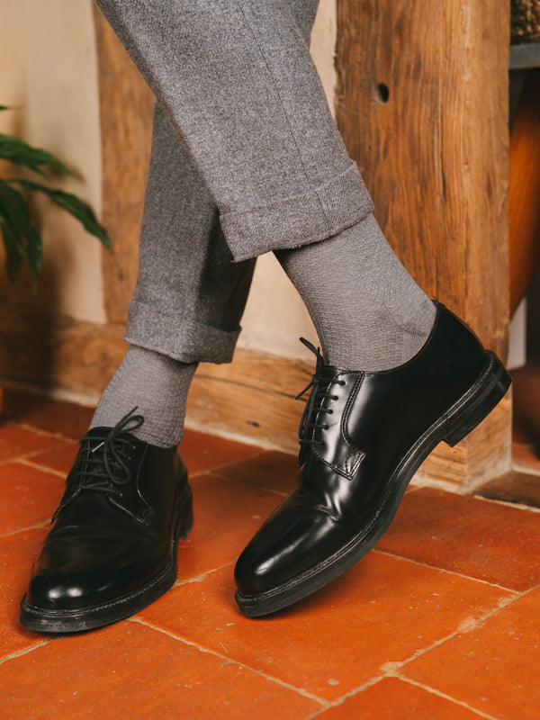 Pétrone chaussettes nid d'abeille fil d'Ecosse gris homme