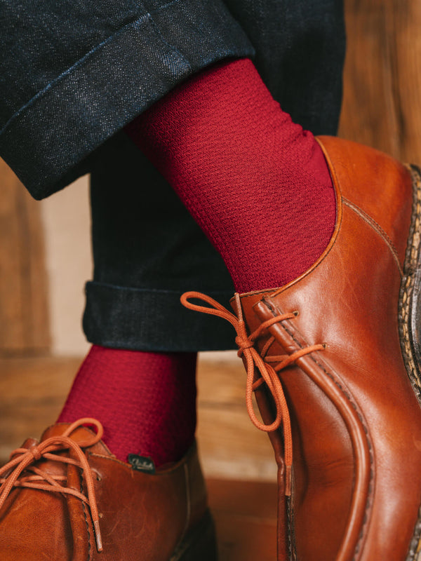 Pétrone chaussettes nid d'abeille fil d'Ecosse rouge homme
