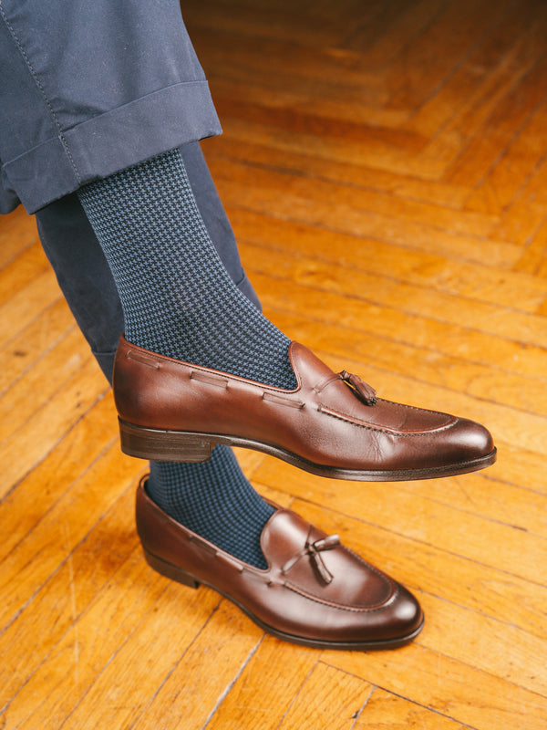 Pétrone chaussettes fil d'Ecosse pied de poule homme