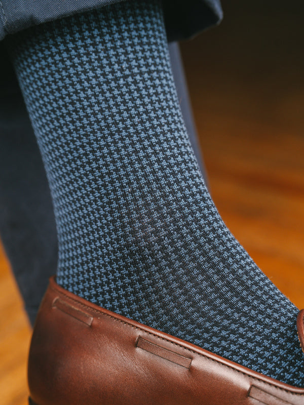Pétrone chaussettes fil d'Ecosse pied de poule homme