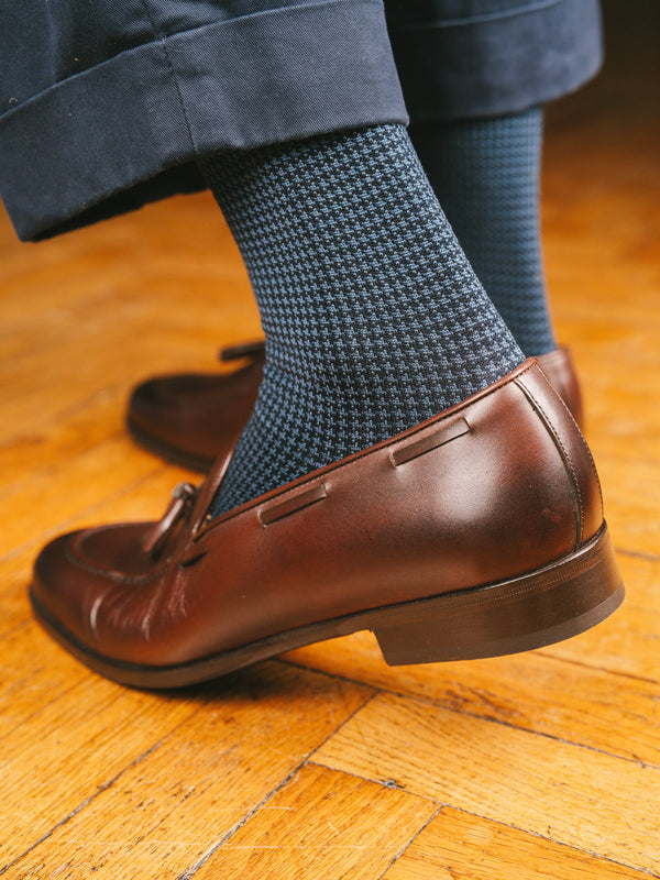 Pétrone chaussettes fil d'Ecosse pied de poule homme