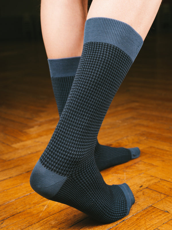 Pétrone chaussettes fil d'Ecosse pied de poule homme
