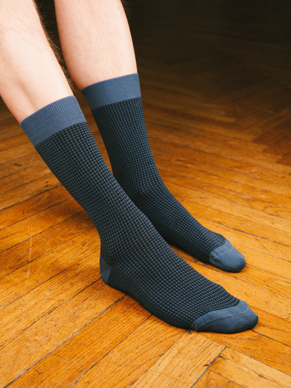 Pétrone chaussettes fil d'Ecosse pied de poule homme