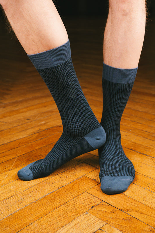 Pétrone chaussettes fil d'Ecosse pied de poule homme