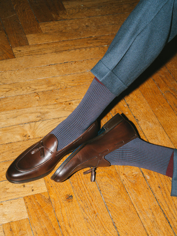 Pétrone chaussettes fil d'Ecosse pied de poule homme