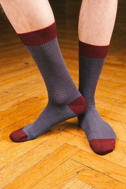 Pétrone chaussettes fil d'Ecosse pied de poule homme