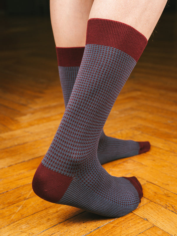Pétrone chaussettes fil d'Ecosse pied de poule homme
