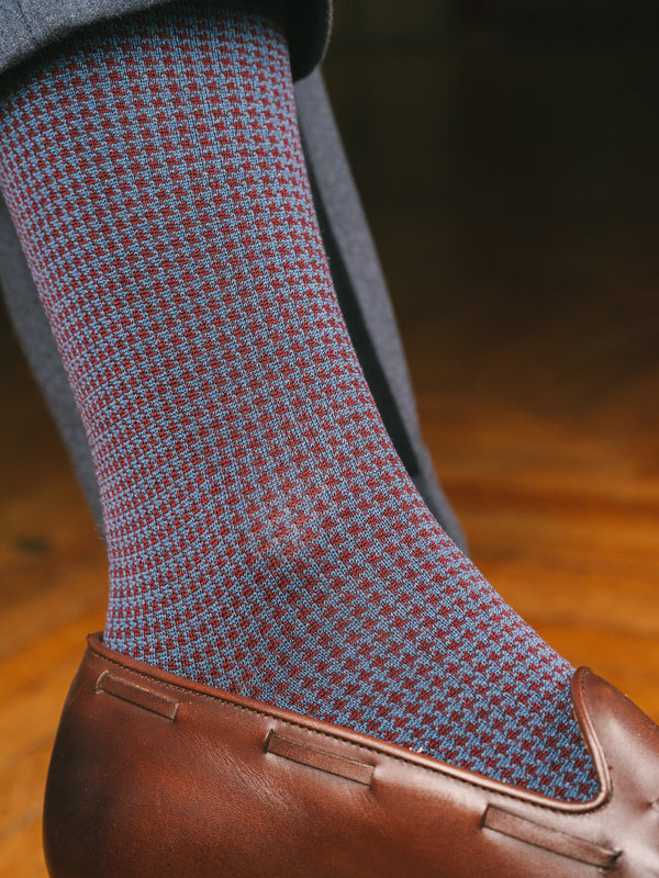 Pétrone chaussettes fil d'Ecosse pied de poule homme