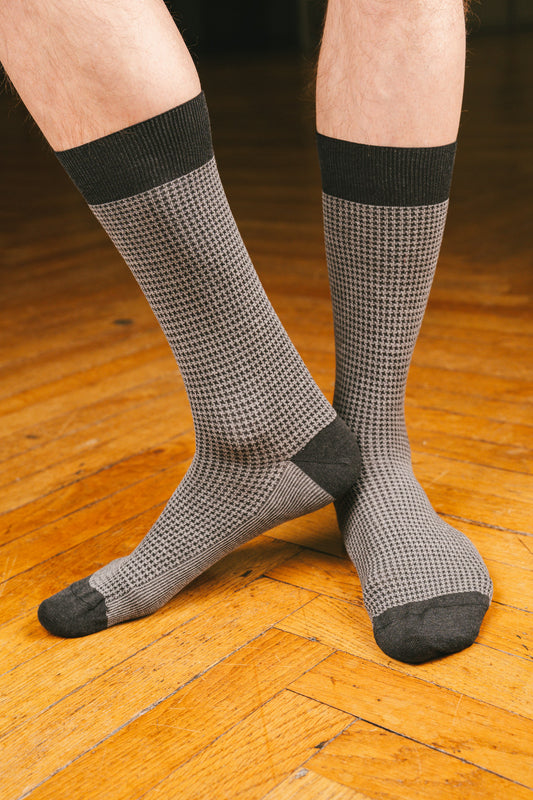 Pétrone chaussettes fil d'Ecosse pied de poule homme