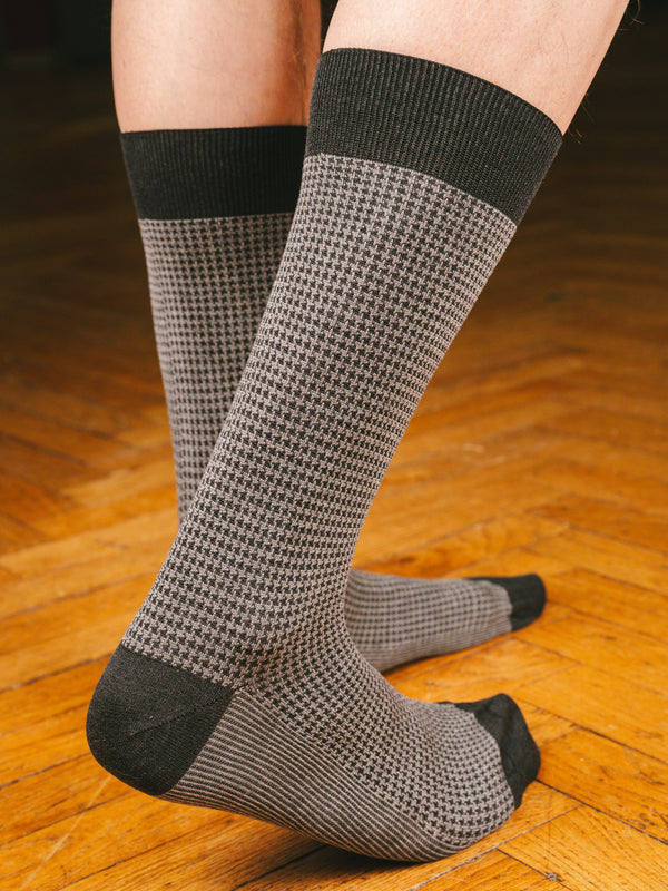 Pétrone chaussettes fil d'Ecosse pied de poule homme