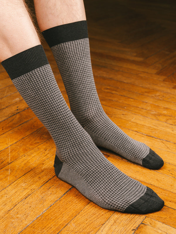 Pétrone chaussettes fil d'Ecosse pied de poule homme