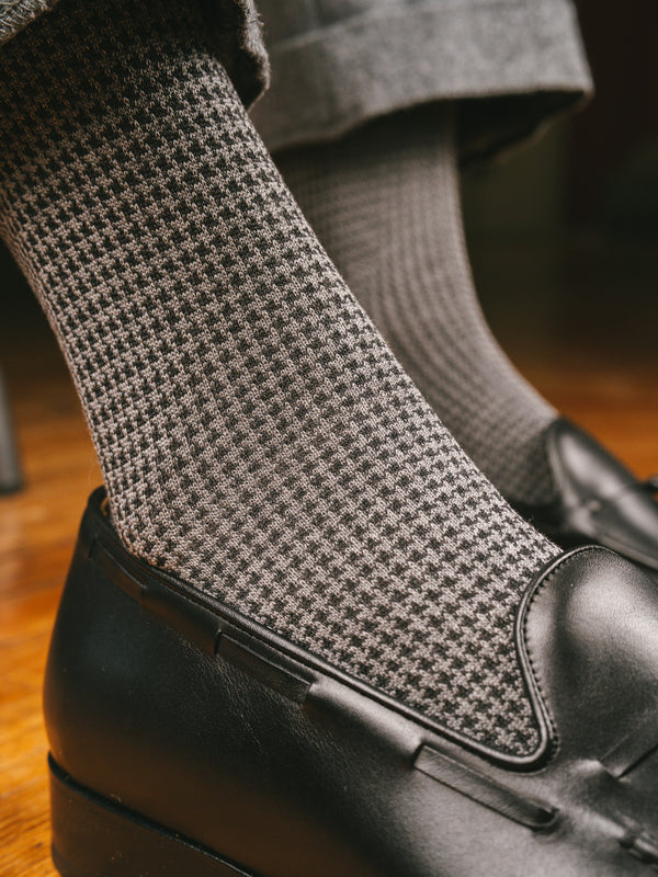 Pétrone chaussettes fil d'Ecosse pied de poule homme