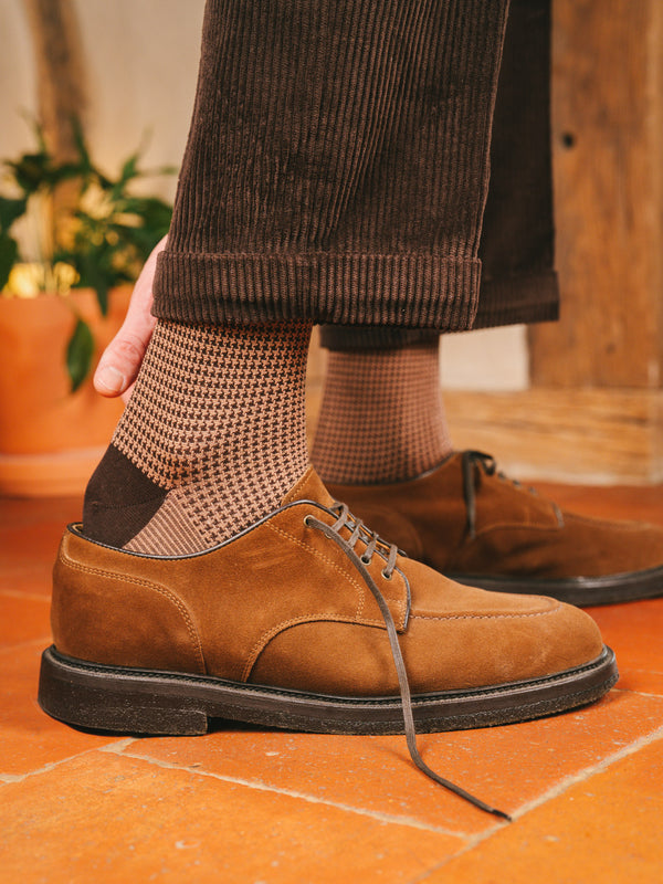 Pétrone chaussettes fil d'Ecosse pied de poule homme
