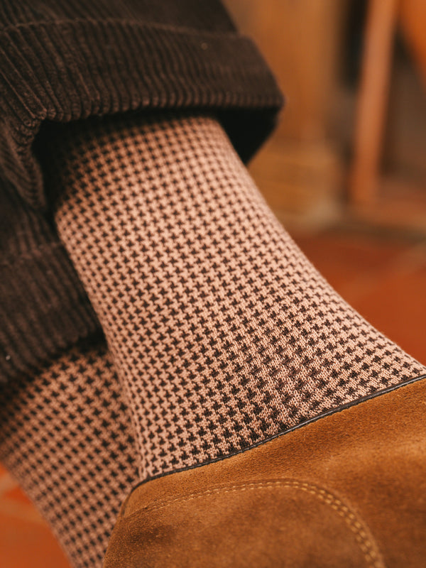 Pétrone chaussettes fil d'Ecosse pied de poule homme