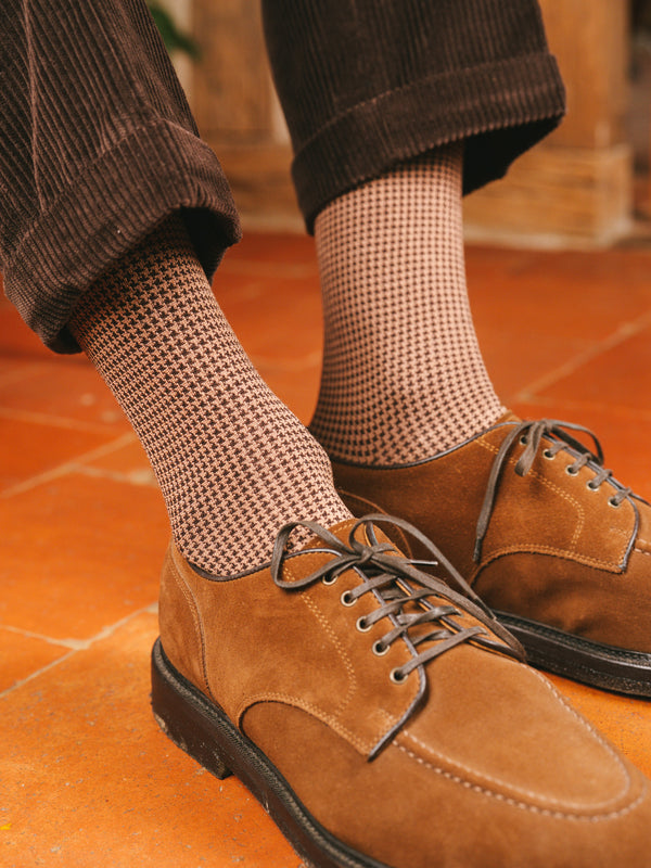 Pétrone chaussettes fil d'Ecosse pied de poule homme
