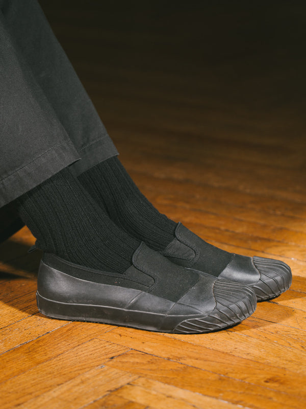Pétrone chaussettes chaudes côtelées laine mérinos noir homme
