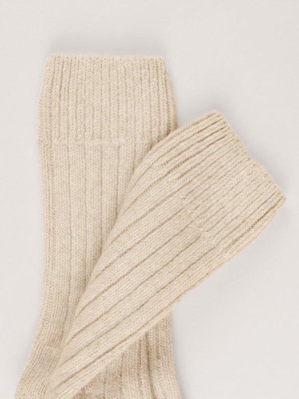 Pétrone chaussettes chaudes côtelées laine mérinos beige femme