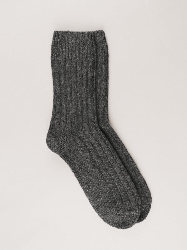 Pétrone chaussettes chaudes côtelées laine mérinos gris anthracite homme