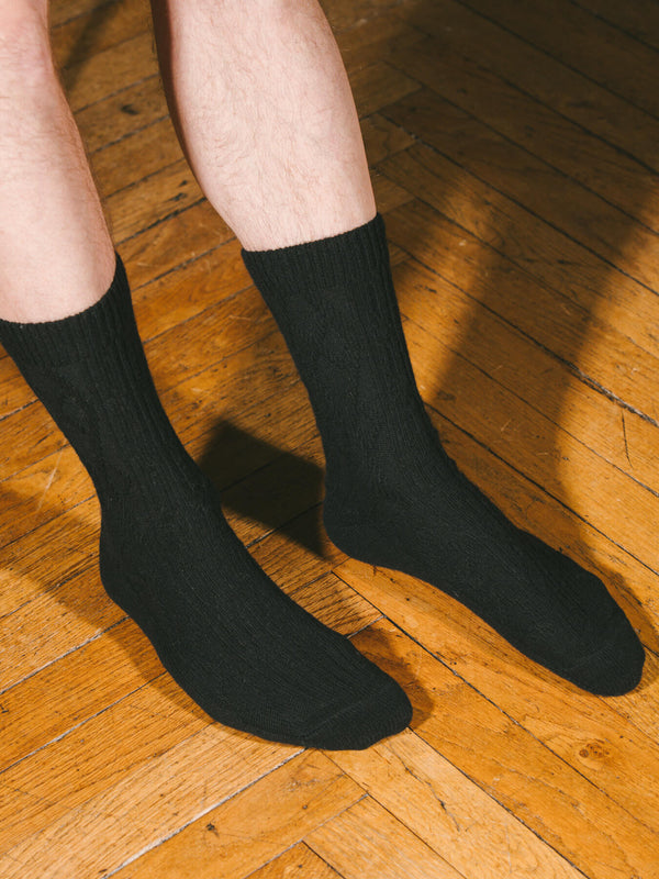 Pétrone chaussettes chaudes maille laine mérinos noir homme