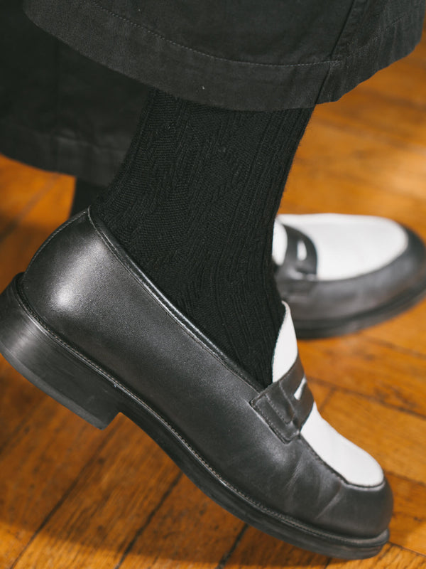Pétrone chaussettes chaudes maille laine mérinos noir femme