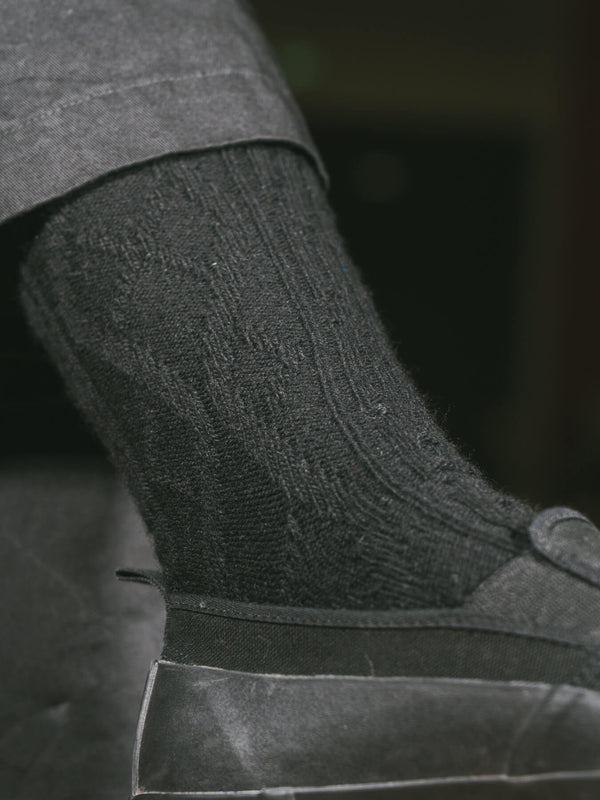 Pétrone chaussettes chaudes maille laine mérinos noir homme