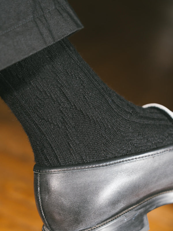Pétrone chaussettes chaudes maille laine mérinos noir femme