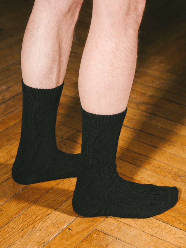 Pétrone chaussettes chaudes maille laine mérinos noir homme