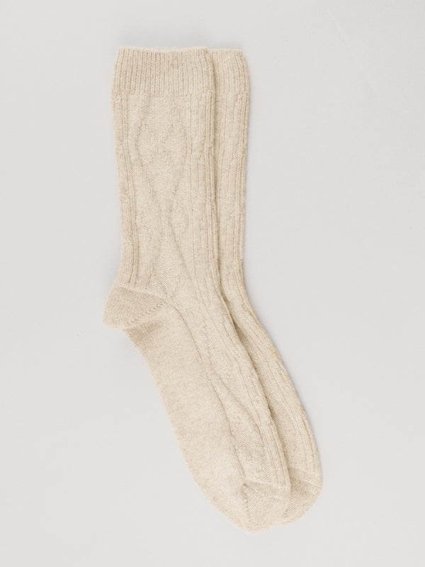 Pétrone chaussettes chaudes maille laine mérinos beige femme