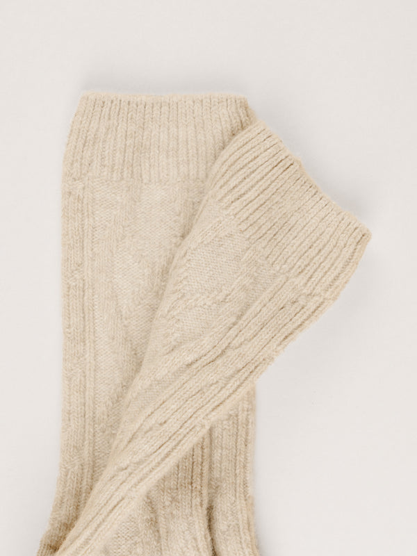 Pétrone chaussettes chaudes maille laine mérinos beige homme