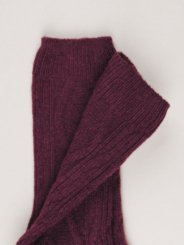 Pétrone chaussettes chaudes maille laine mérinos bordeaux foncé homme