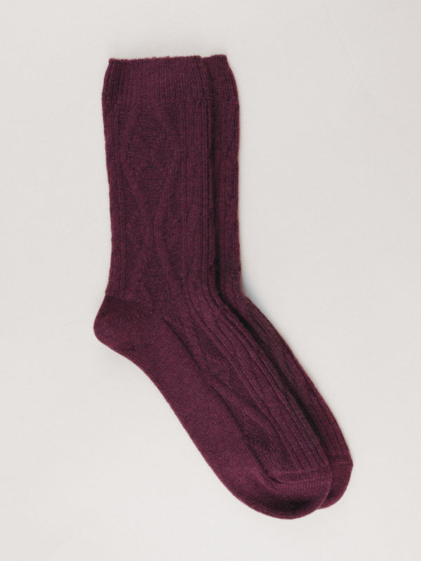 Pétrone chaussettes chaudes maille laine mérinos bordeaux foncé homme