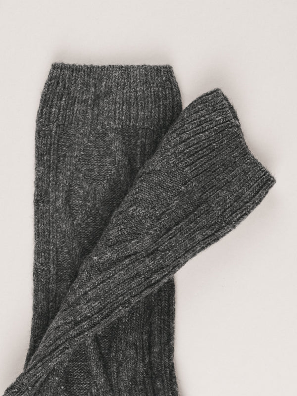 Pétrone chaussettes chaudes maille laine mérinos gris anthracite homme
