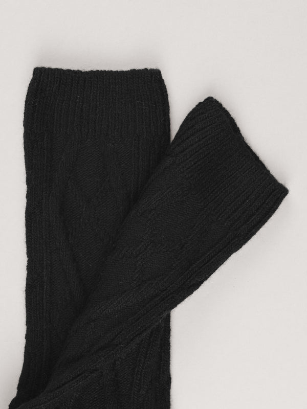 Pétrone chaussettes chaudes maille laine mérinos noir femme