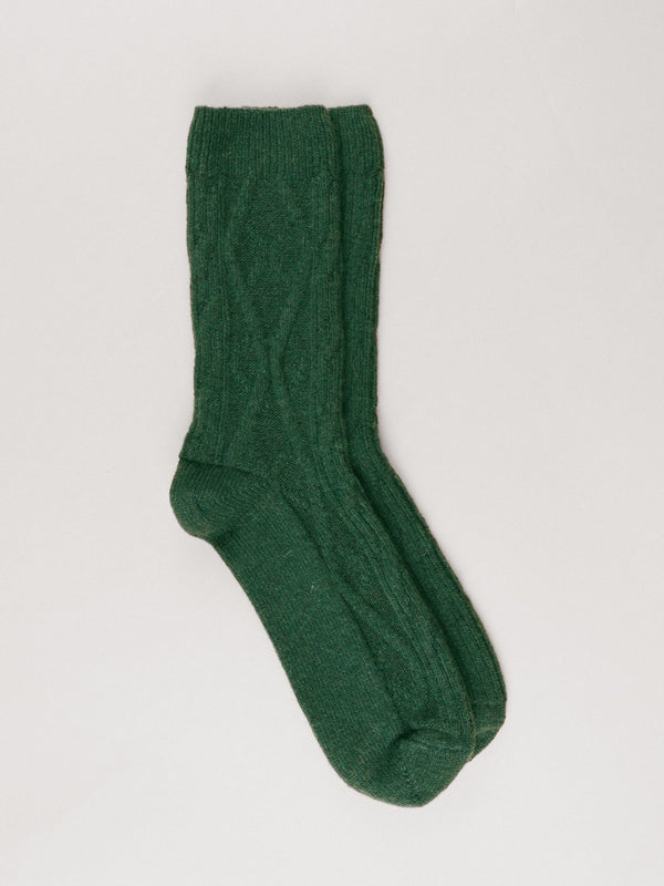 Pétrone chaussettes chaudes maille laine mérinos vert homme