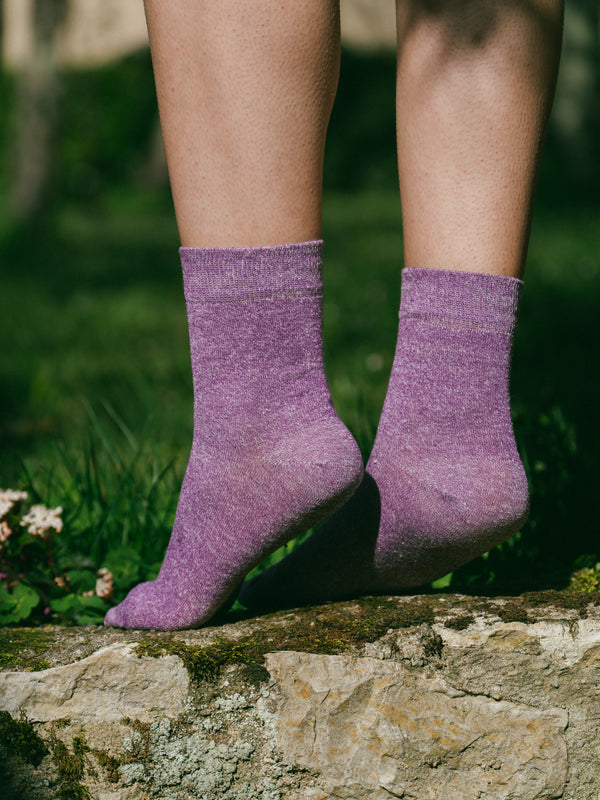 Pétrone chaussettes lin coton lilas chiné femme
