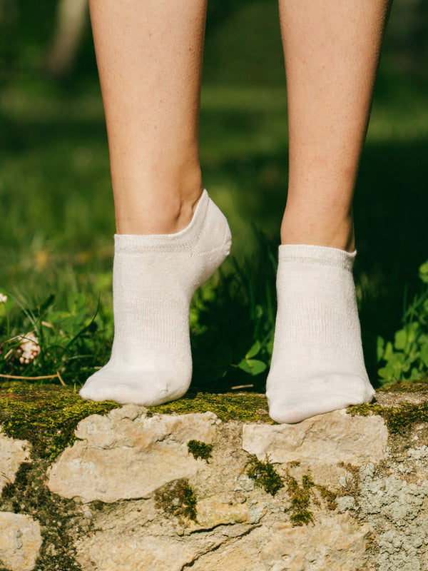 Pétrone socquettes lin coton blanc femme