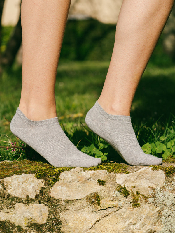 Pétrone socquettes lin coton gris femme