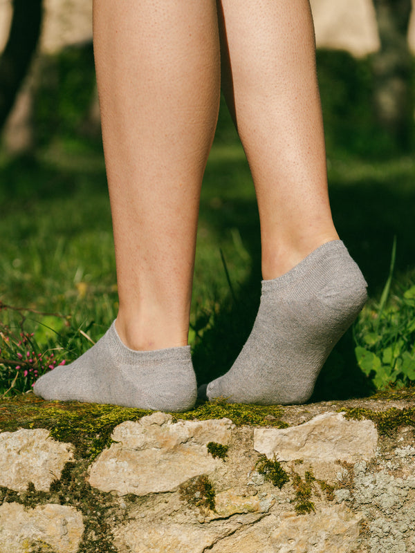 Pétrone socquettes lin coton gris femme