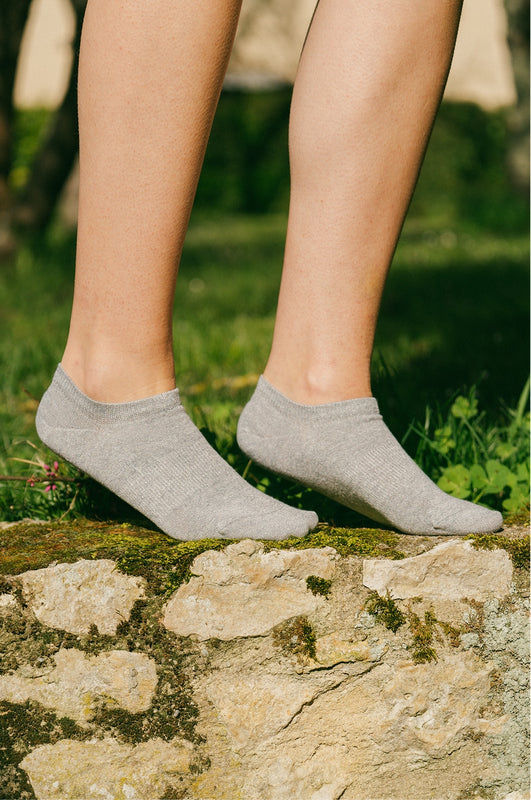 Pétrone socquettes lin coton gris femme