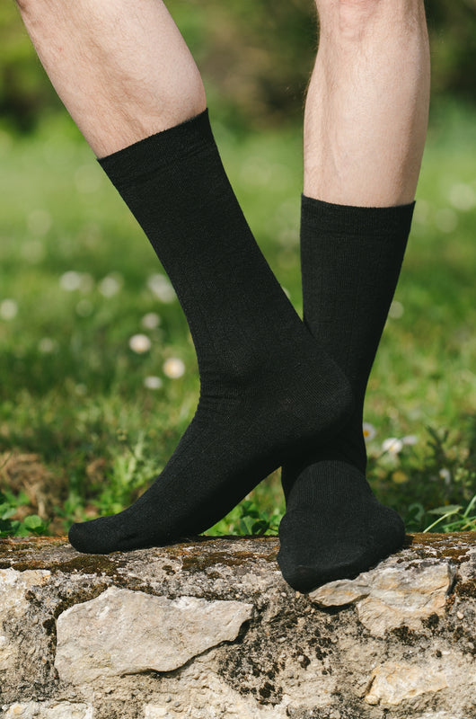 Chaussettes côtelées lin & coton
