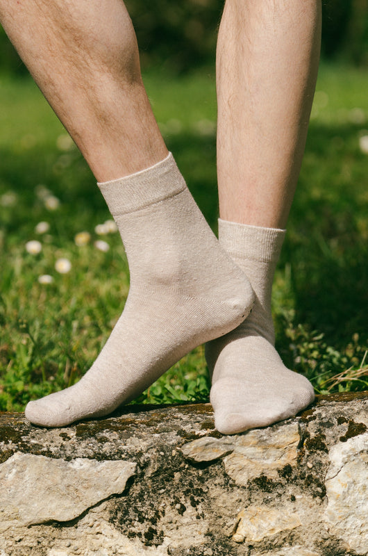Chaussettes lin beige chiné homme made in Portugal